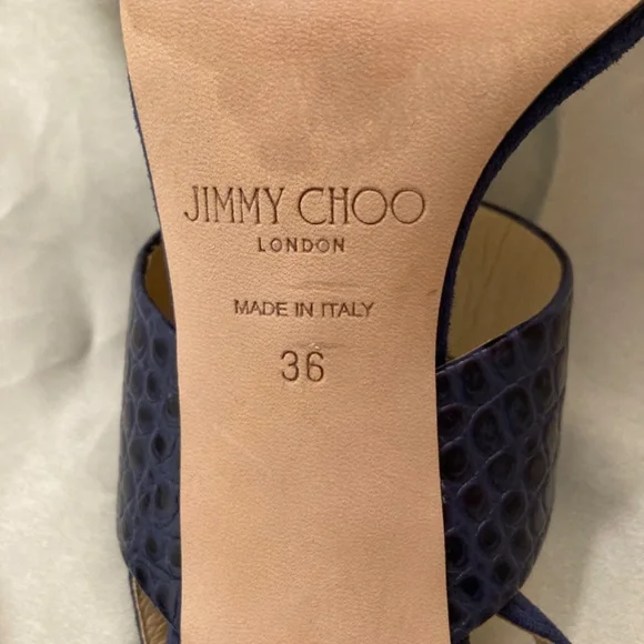 Jimmy Choo Salise Suede Croc-Embossed EU 36 85mm Color Is Denim Worn Once - Picture 10 of 15